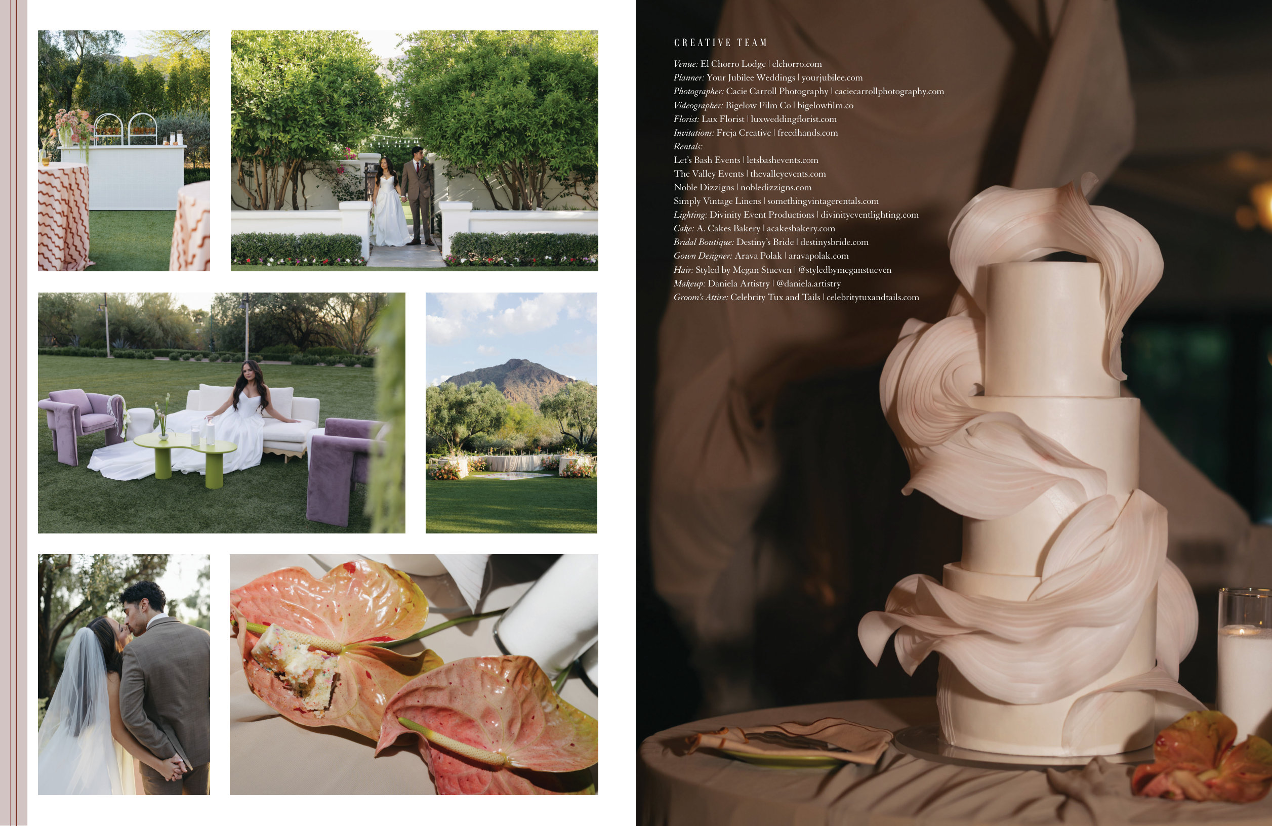 A. Cakes' cake featured in Rocky Mountain Bride